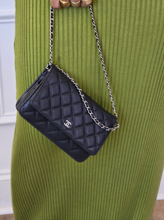 CHANEL Handbags - Chanel Quilted Caviar Leather Wallet On Chain